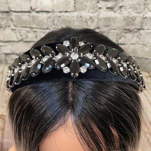 Black & silver chunk rhinestone headband NEW